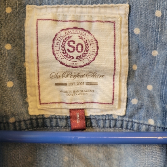 SO Polkadot Denim Collared Shirt - Picture 3 of 3